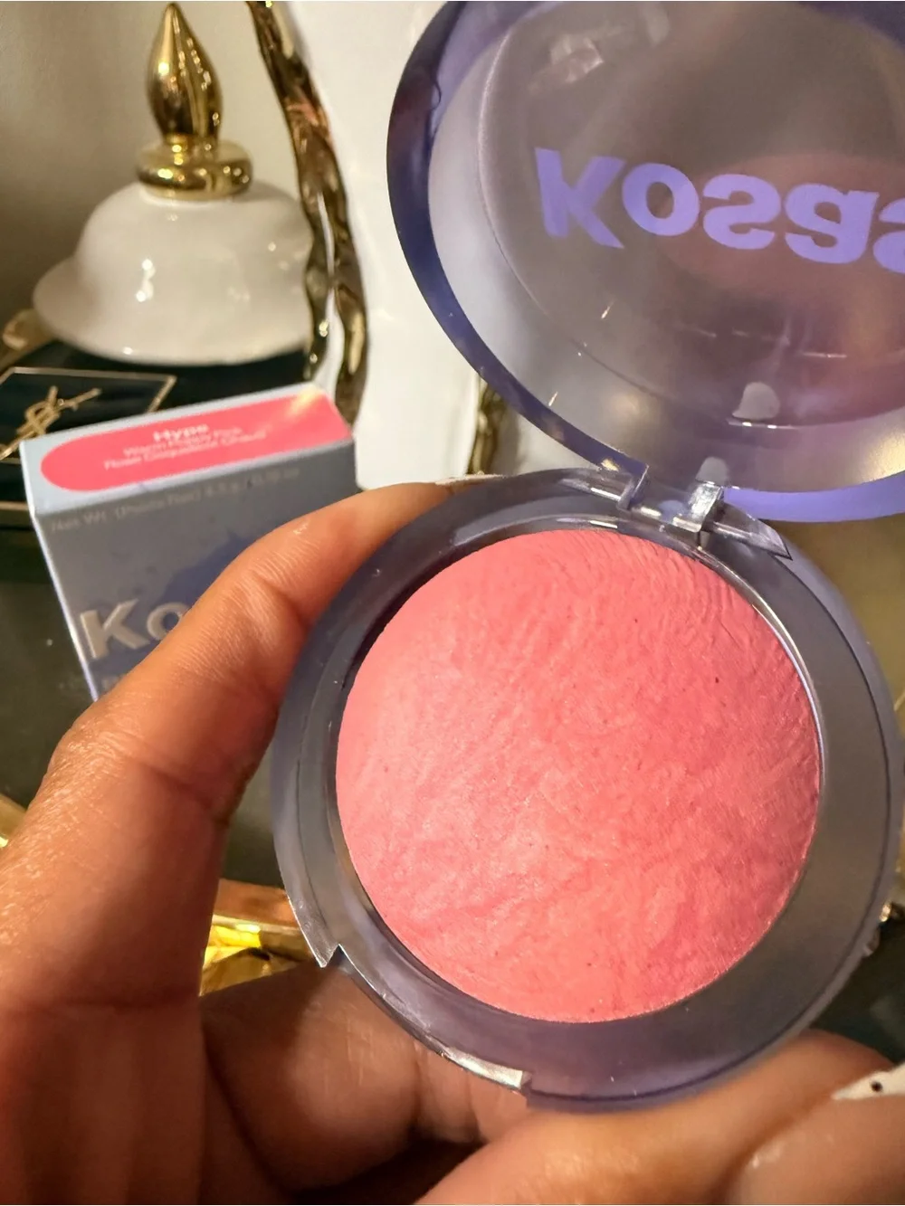 Kosas Blush Is Life Baked Blush — Hype - Warm Poppy Pink